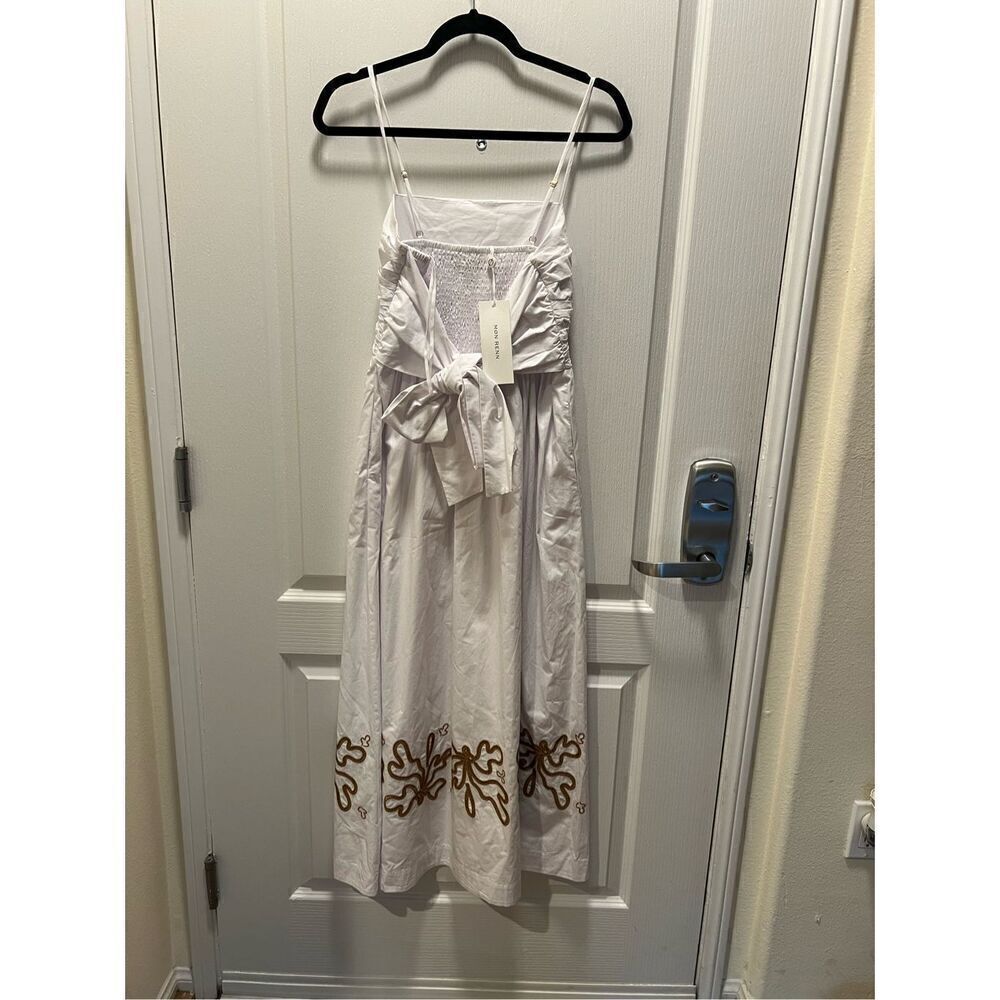 Mon Renn Mystique Midi Dress in White with Beige -VACATION size S NWT$259 - Picture 9 of 11